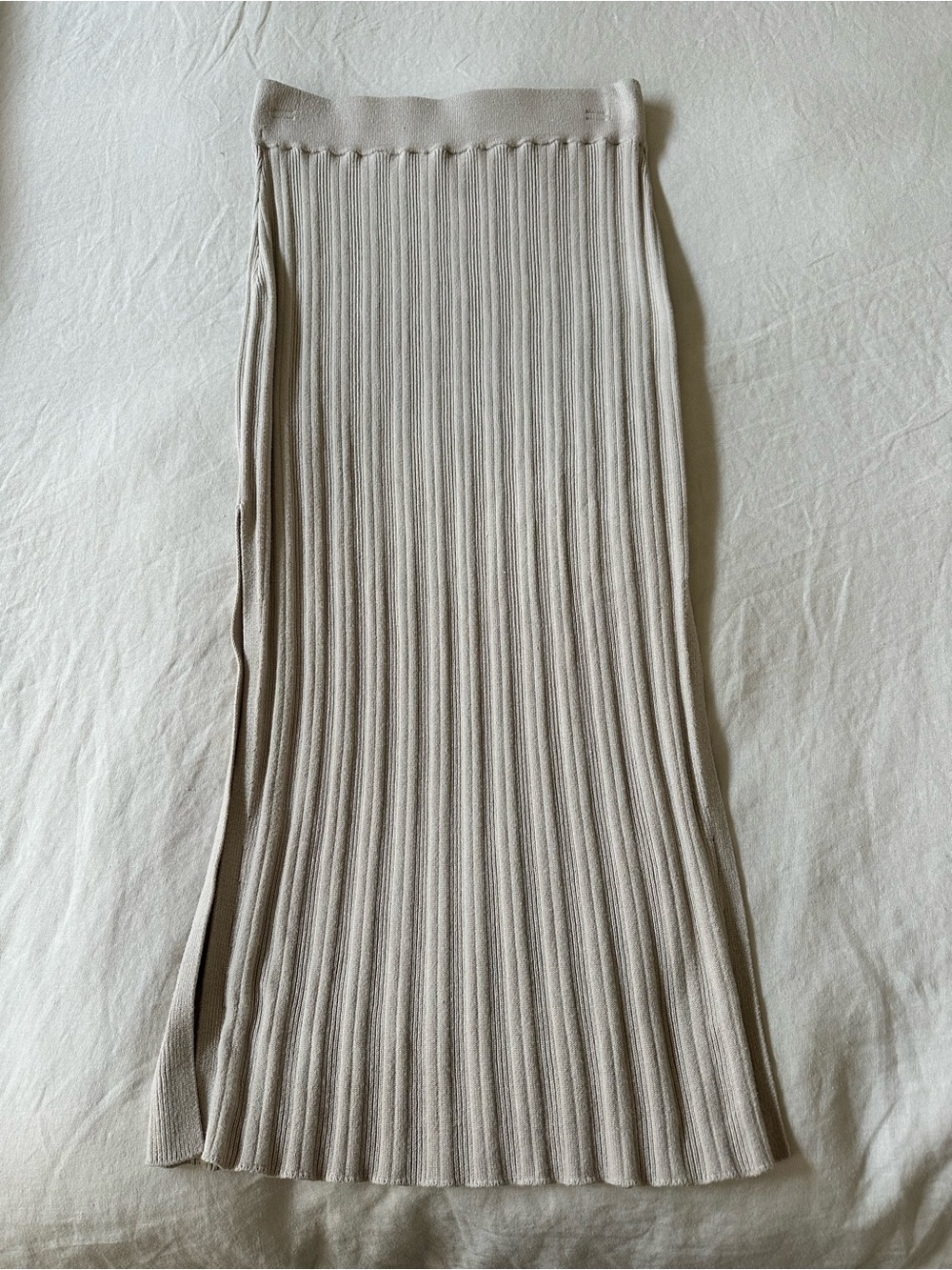 Abercrombie & Fitch Ribbed Midi Skirt - Light Beige